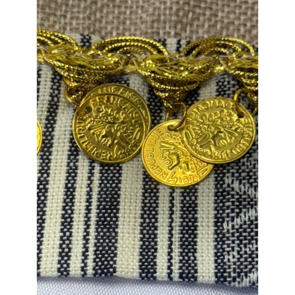 Set of 12 Henna Jute Drawstring Pouches with Decorative Coins and Colorful Trim - Picture 4 of 12